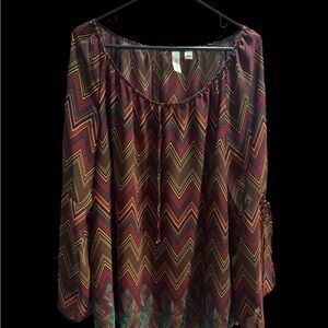 Tacera Multicolor Chevron Blouse